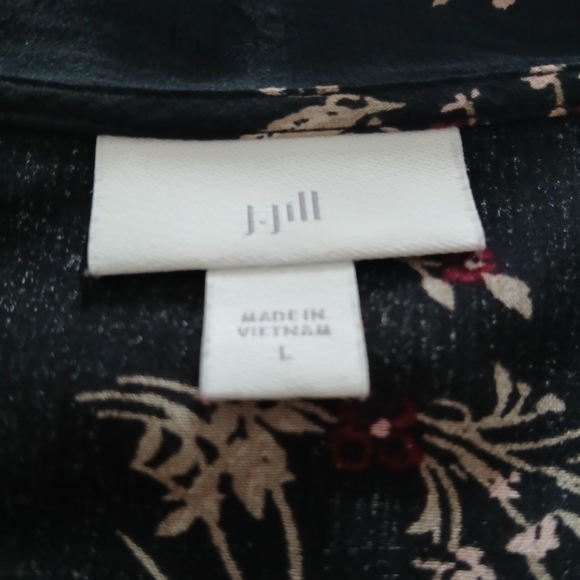 J. Jill Women's Size Large Black Floral Blouse - Picture 5 of 7